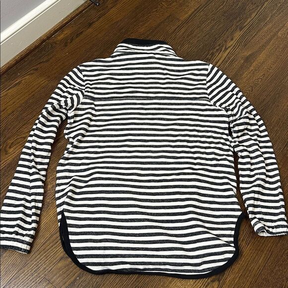 Duffield Lane Black & White Stripe Quarter Zip - Size Small - Picture 8 of 8